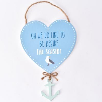 The Range Hanging Beside The Seaside Heart Plaque  - Blue