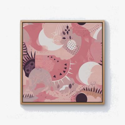 The Range Abstract Pink White Canvas Print - Pink / Pine Frame / 76.2cm
