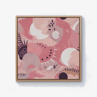 The Range Abstract Pink White Canvas Print - Pink / Pine Frame / 76.2cm