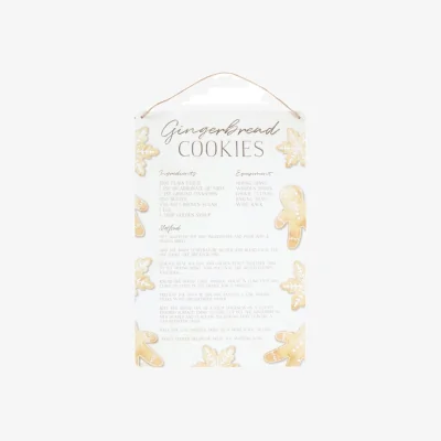 The Range Festive Metal Gingerbread Cookie Sign Holiday Kitchen Decor - White