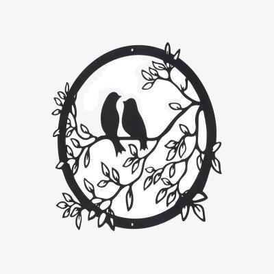 The Range Round Birds Branches Metal Wall Art  - Black