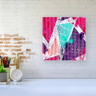 The Range Shabby Geometric Pattern Canvas Print - Pink / Small