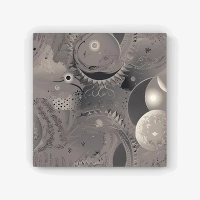 The Range Abstract Moon Shapes HD Metal Print - Grey / 30cm