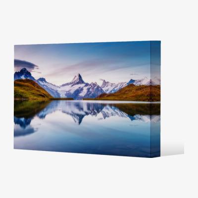 The Range Panoramic view of the Mt. Schreckhorn and Wetterhorn Canvas Print - Blue / 77cm / 51cm