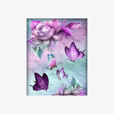 The Range Purple Peony and Butterflies Diamond Painting Kit - Multi
