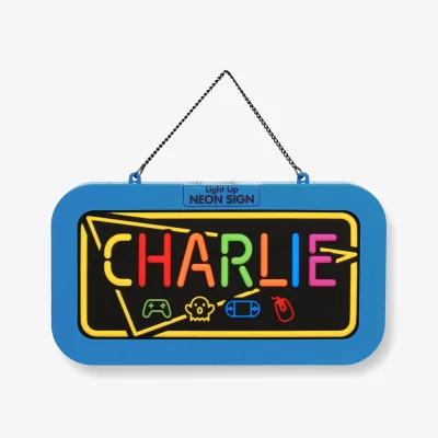 The Range Charlie Pre-personalised Light-Up Neon Bedroom Sign - Black