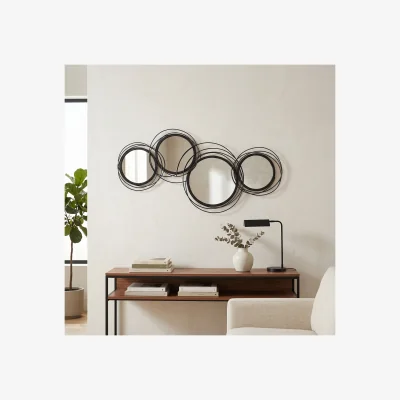 The Range HOMCOM Modern Wall Art with Mirror Wall Sculpture Decor for Living Room - Black
