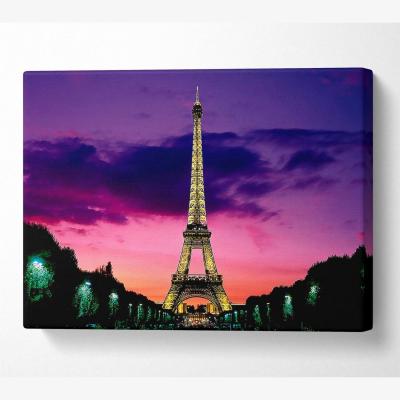 The Range Eiffel Tower At Night Paris France Canvas Print Wall Art - Yellow / 50.8cm