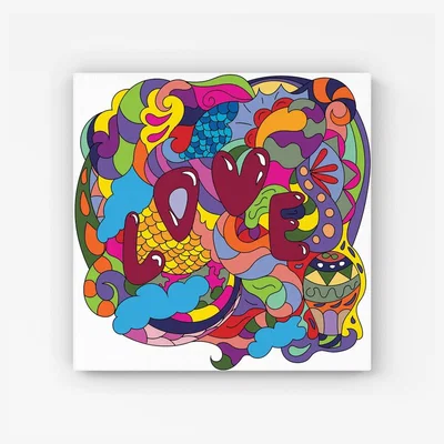The Range Motley Doodling Love HD Metal Print - Red / 40cm