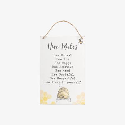 The Range Bee Hive Rules Hanging Sign - White