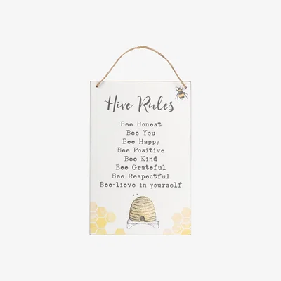 The Range Bee Hive Rules Hanging Sign - White