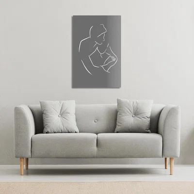 The Range Drawing of a couple in one line Canvas Print - Grey / 31cm