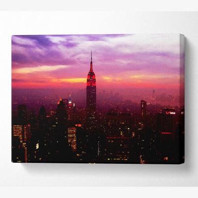 The Range Empire State Building Evening Glow Canvas Print Wall Art - Yellow / 50.8cm