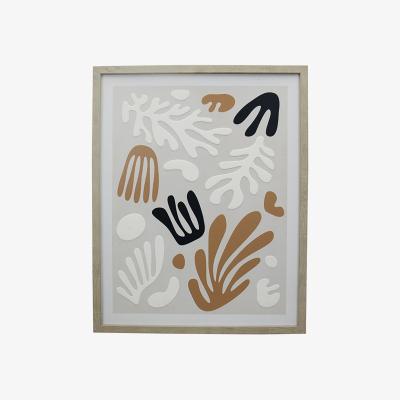 The Range Tonal 3D Abstract Leaves Framed Print - Natural