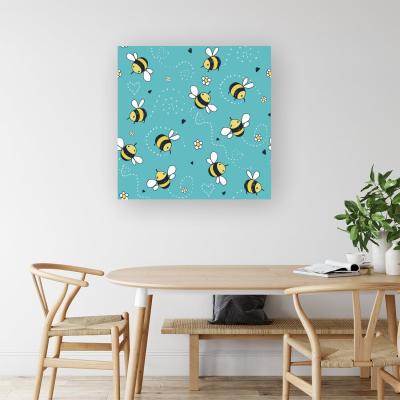 The Range Hand Drawn Busy Bees Canvas Print - Blue / Small