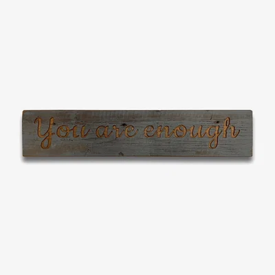 The Range Enough Grey Wash Wooden Message Plaque Humorous Sign - Brown