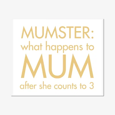 The Range Mumster What Happens To Mum After She Gold Foil Plaque Humorous Sign - White