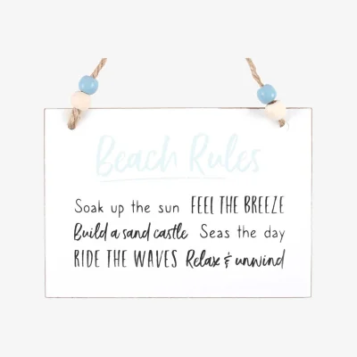 The Range Something Different Beach Rules Hanging Sign - White/Black