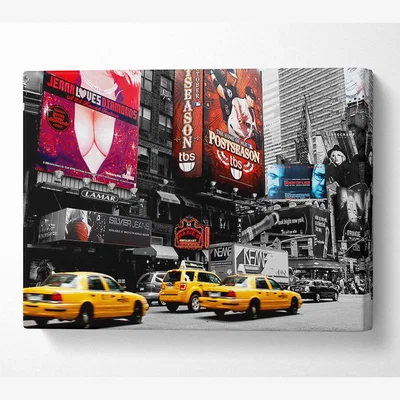 The Range New York City Broadway Billboards Canvas Print Wall Art - Yellow / 66.04cm