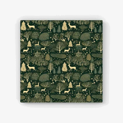 The Range Green Christmas Woodlands HD Metal Print - Green / 56cm