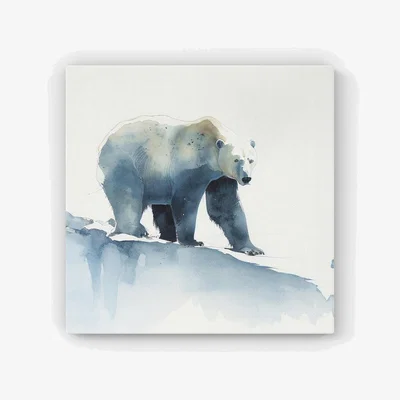 The Range Polar Bear Watercolour HD Metal Print - Brown / 56cm