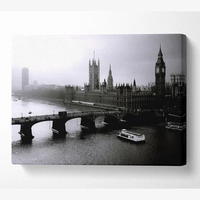 The Range London Black And White Canvas Print Wall Art - Yellow / 81.28cm
