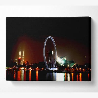 The Range London Eye Over The Thames Canvas Print Wall Art - Yellow / 101.6cm