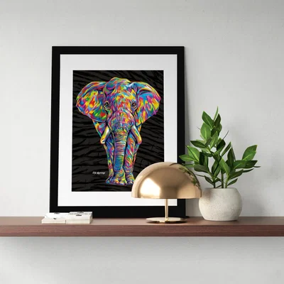 The Range Paige the Elephant Framed Wall Art - White / 43.5cm