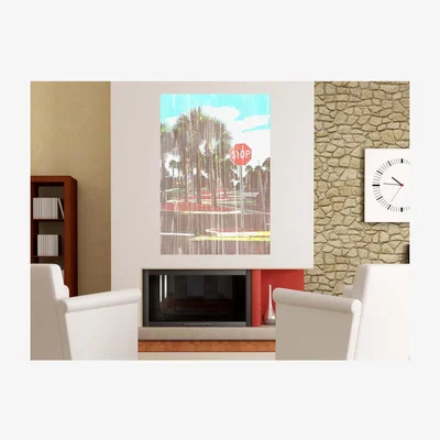 The Range 'Gold Stop' Graphic Art Wrapped on Canvas - Red / 92cm