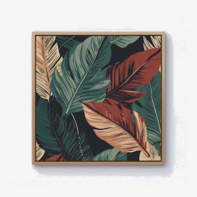 The Range Autumn Colour Leaves Canvas Print - Green / 76.2cm / Pine Frame