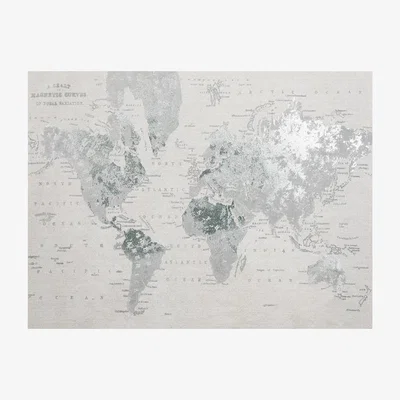 The Range Silver Foiled Linen Effect Map Canvas