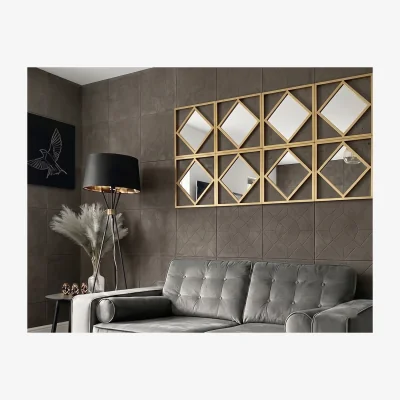 The Range Set Of 3 Square Diamond Shape Frame Wall Art Mirror