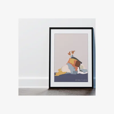 The Range Ironing Pile Framed Laundry Wall Art Print - Pink