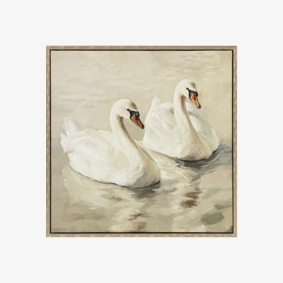 The Range Swan Lake Vintage Framed Canvas - Neutral