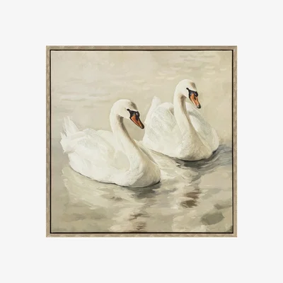 The Range Swan Lake Vintage Framed Canvas - Neutral