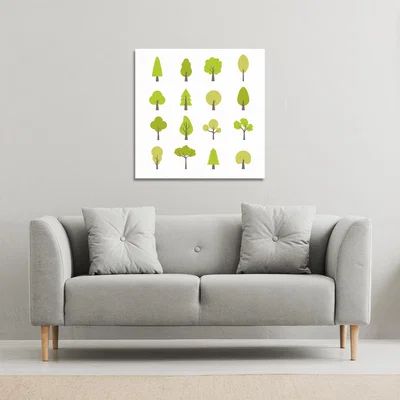 The Range Tree Illustrations Canvas Print - Green / 127cm