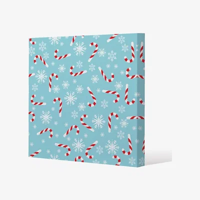 The Range Candy Canes And Snowflakes Gallery Canvas - Blue / 46cm