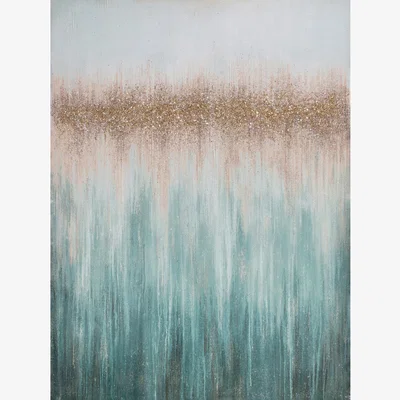 The Range Embellished Abstract Canvas - Sage