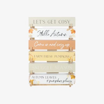 The Range Autumn Block Signs Set 36 Welcome & Fall Decor with Wooden Display - Multi