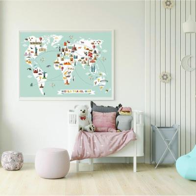 The Range Cartoon Animal World Map Art Print - Green / 29.7cm