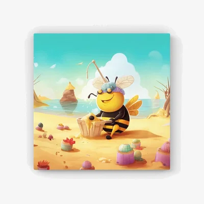 The Range Bumblebee On A Beach Holiday HD Metal Print - Yellow / 30cm