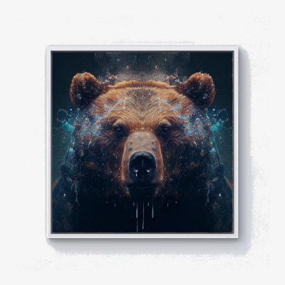 The Range Brown Bear Face Splashart Canvas Print - Brown / 76.2cm / White Frame