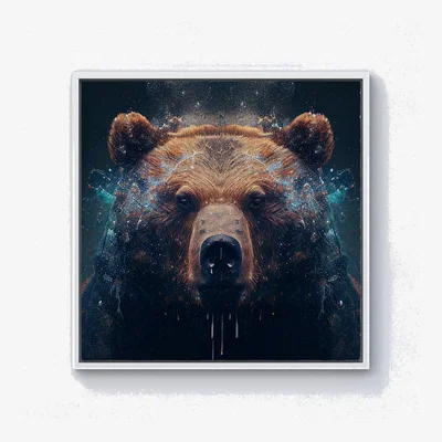 The Range Brown Bear Face Splashart Canvas Print - Brown / 76.2cm / White Frame