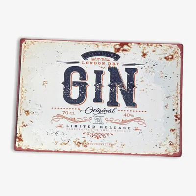 The Range Vintage Metal Sign  Retro Advertising London Dry Gin - White/Black/Red