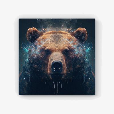 The Range Brown Bear Face Splashart HD Metal Print - Brown / 40cm