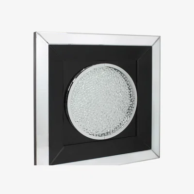 The Range Mirror Wall Art with Crystal Design - Black / Circle