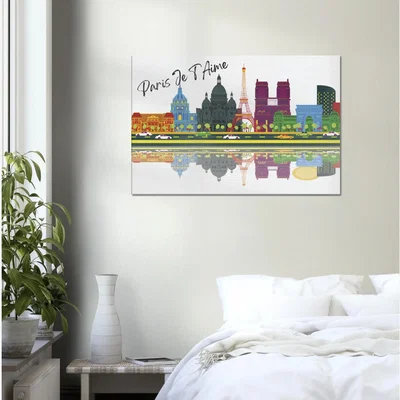 The Range Paris Skyline Canvas - White