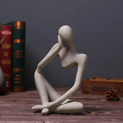 The Range Resin Sculpture Art Abstract Meditator Statue Tabletop Woman Figurine - Neutral