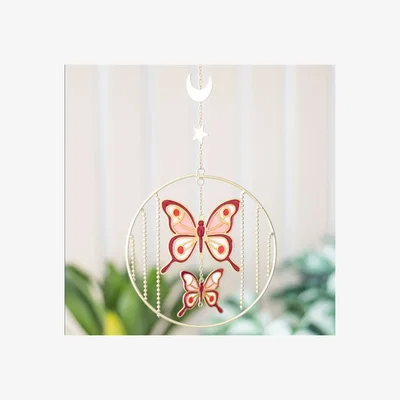 The Range Pink Butterfly  Celestial Moon Hanging Decor - Gift Idea - Pink