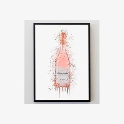 The Range Pink Prosecco Bottle Splatter Print - Pink / A4